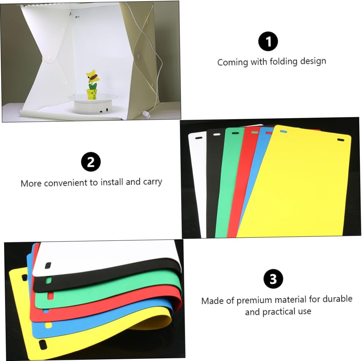 Alipis Portable Folding LED Photo Studio Light Box with 6 Color Backdrops, 30cm Mini Photography Tent with Adjustable Brightness LED Strips for Product Shooting and Jewelry Display