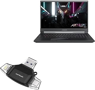 BoxWave Smart Gadget Compatible with AORUS 15X (2023) - AllReader SD Card Reader, microSD Card Reader SD Compact USB for AORUS 15X (2023) - Jet Black