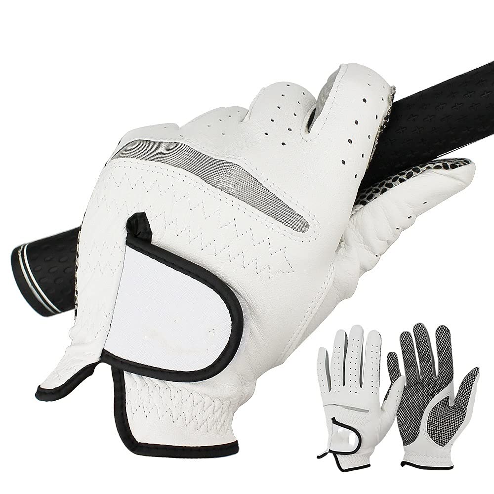 Golfhandschuhe Herren, Golfhandschuhe 2 stücke Leder Golfhandschuhe Herren Links rechts Hand Weiche Atmungsaktive Golfhandschuhe Golf Accessoires