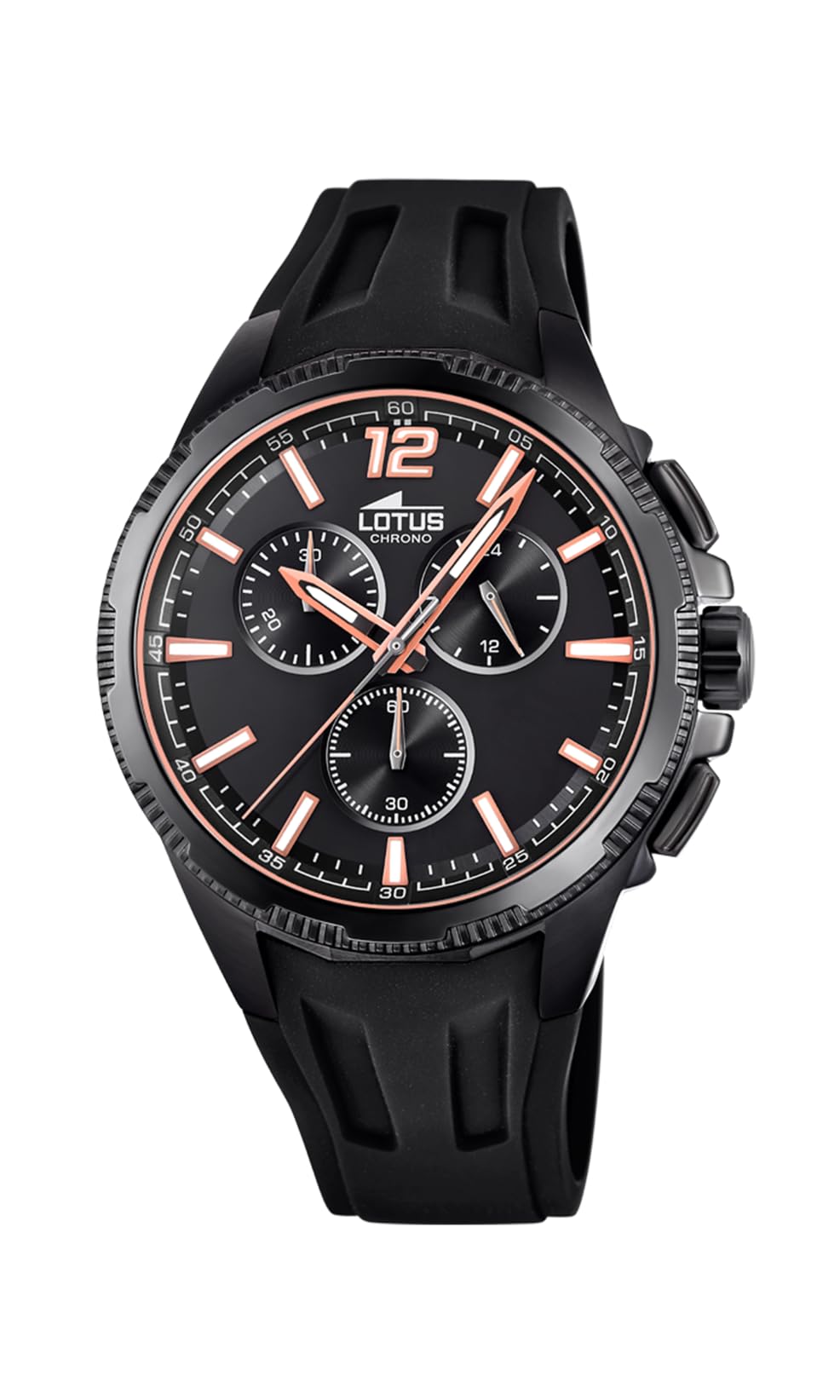 LOTUS Reloj Hombre Analógico de Caucho Negro