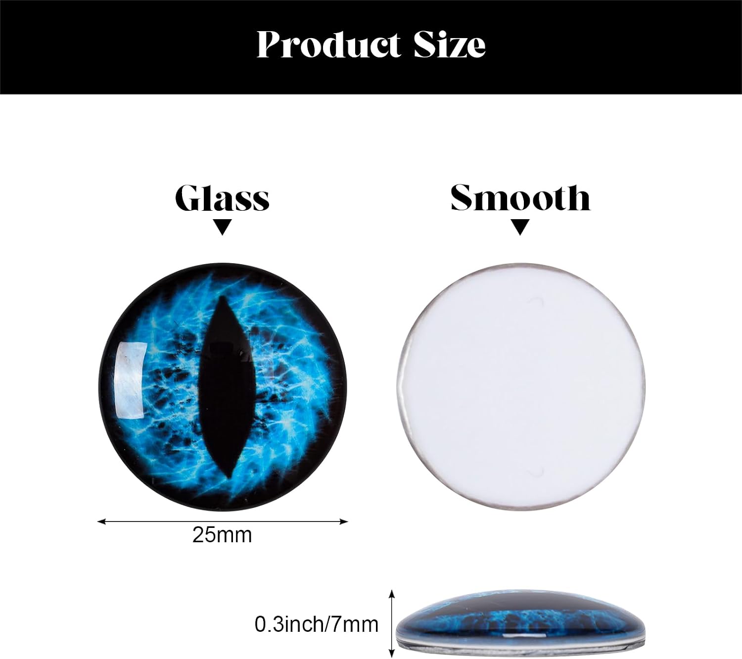 Bcxfbxd 40Pcs 25mm Dragon Eyes Glass Mixed Style Flatback Dome Cat Eyes for Clay Doll Jewelry Making Craft DIY