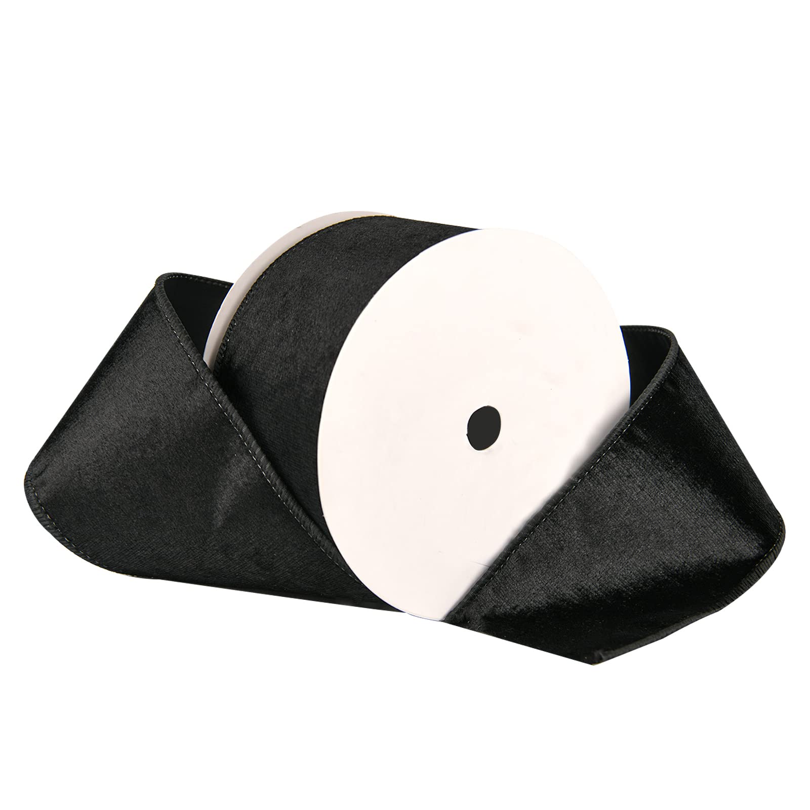 PATIKIL Christmas Ribbon - 10 Yards X 2.5 Inch Velvet Ribbon, Black/Silver For Gift Wrapping & Holiday Decor - View #3