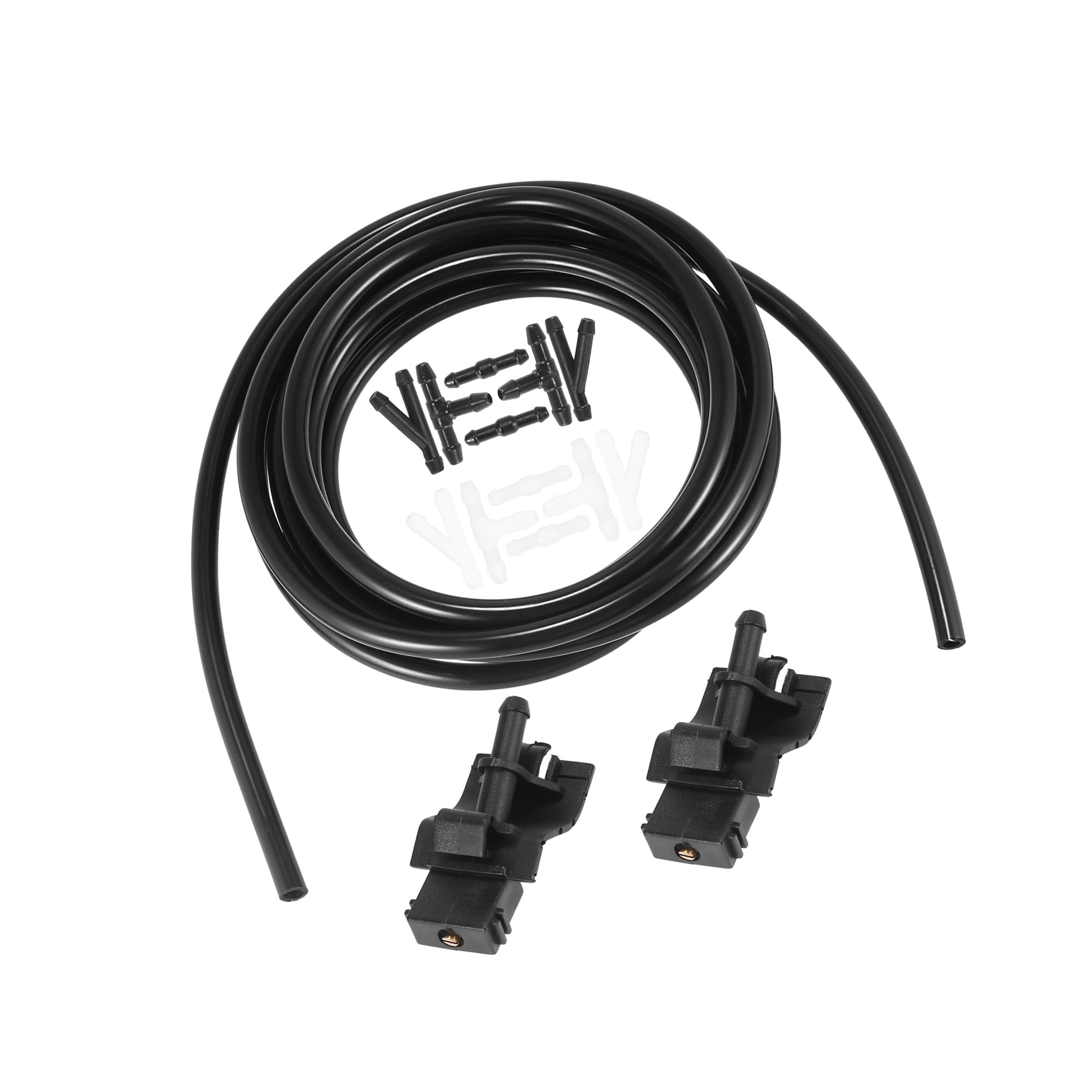 Partuto Front Windshield Washer Hose Kit Fit for Toyota 4Runner with 3 Meter Washer Fluid Hose 12 Pcs Hose Connectors - Pack of 15 Black Replacement