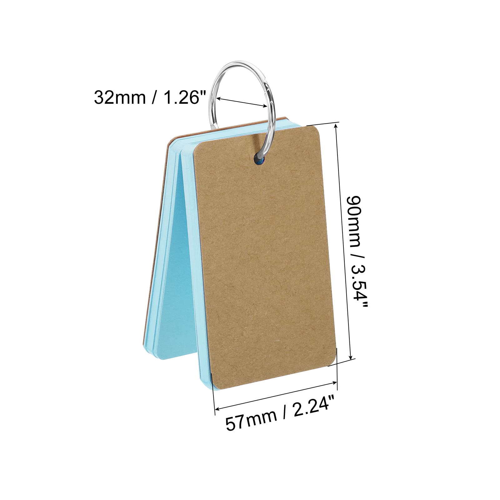 PATIKIL 3.5" x 2" Blank Flash Cards with Rings, 500 Pack Study Cards Index Cards Note Card Pre Hole Punched for Learning Blue - Image 2