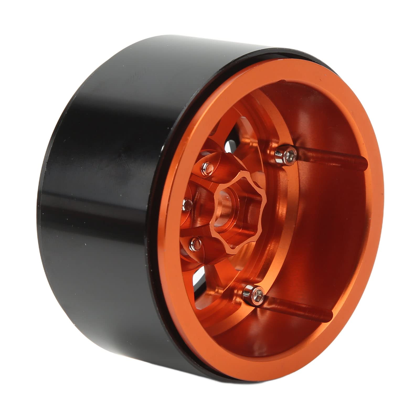KIMISS 4 szt. 2,2-calowa Piasta Koła ze Stopu Aluminium do 1/10 RC Simulation Crawler - Uniwersalna Piasta RC Beadlock do, Defender, Axial SCX10 (ORANGE)
