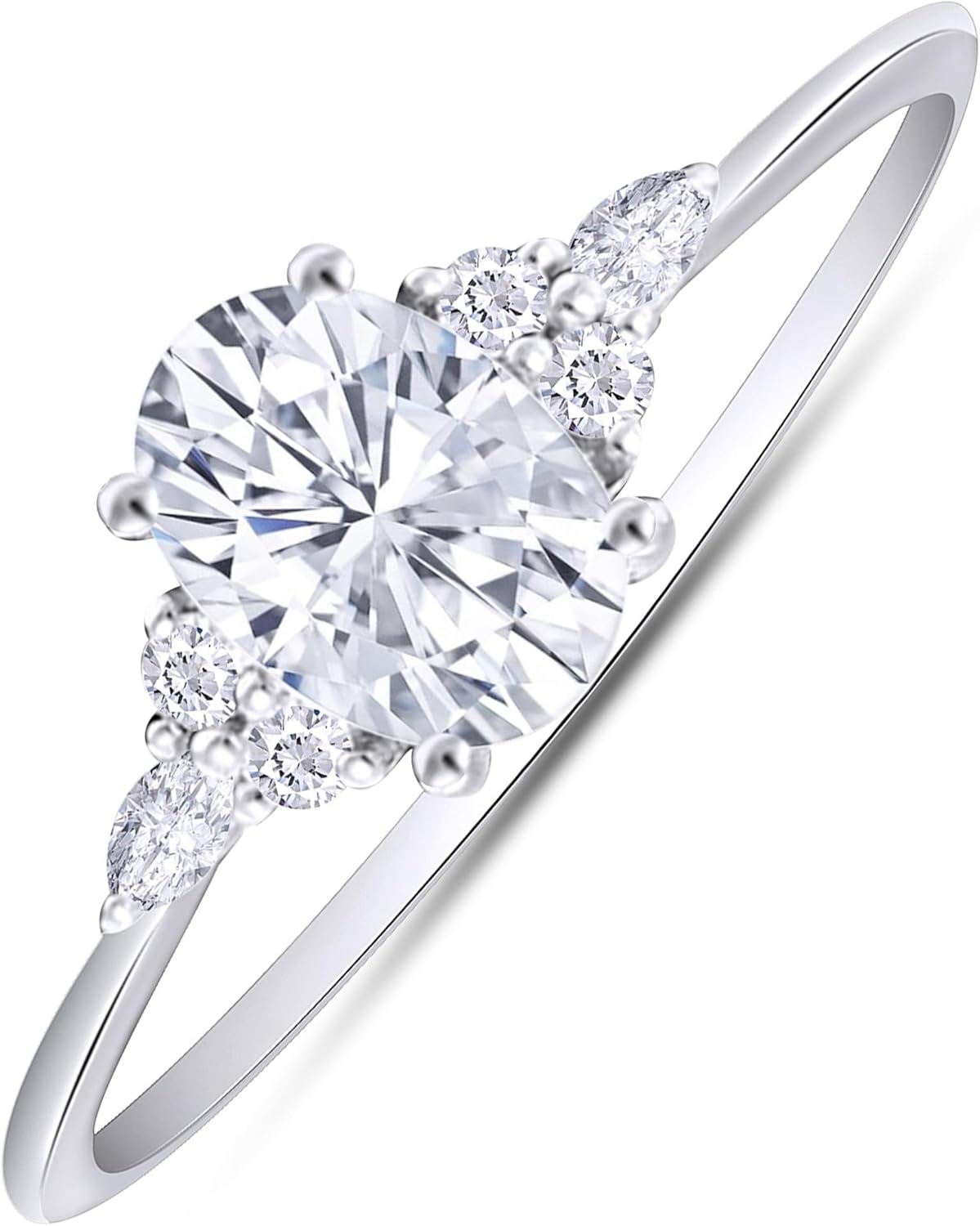 AFFY Oval, Marquise & Round Cut Cubic Zirconia Solitaire Engagement Ring for Women in 925 Sterling Silver, 10K or 14K Solid Gold – Promise or Wedding Jewelry Gift