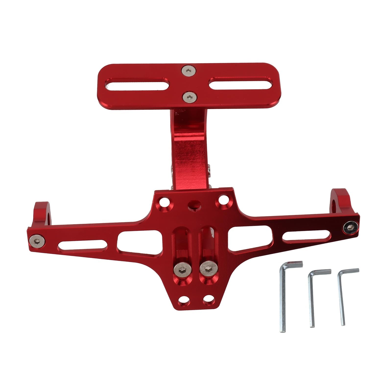 KZEDCVX Adjustable Motorcycle License Plate Holder for Suzuki Boulevard M109R Intruder VZR1800 M1800R, Universal CNC Aluminum Number Plate Bracket with Mounting Hardware,normal-Red