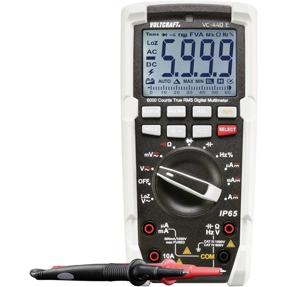 VOLTCRAFT VC-440 E Hand-Multimeter digital Strahlwassergeschützt (IP65) CAT III 1000 V, CAT IV 600 V Anzeige (Counts):