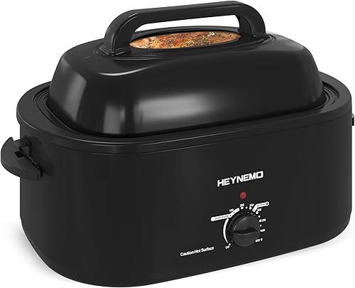 Miniatura 7 de Horno asador eléctrico de 22 cuartos de galón con tapa autohilvanante, bandeja y rejilla para pavo extraíbles, control de temperatura ajustable,