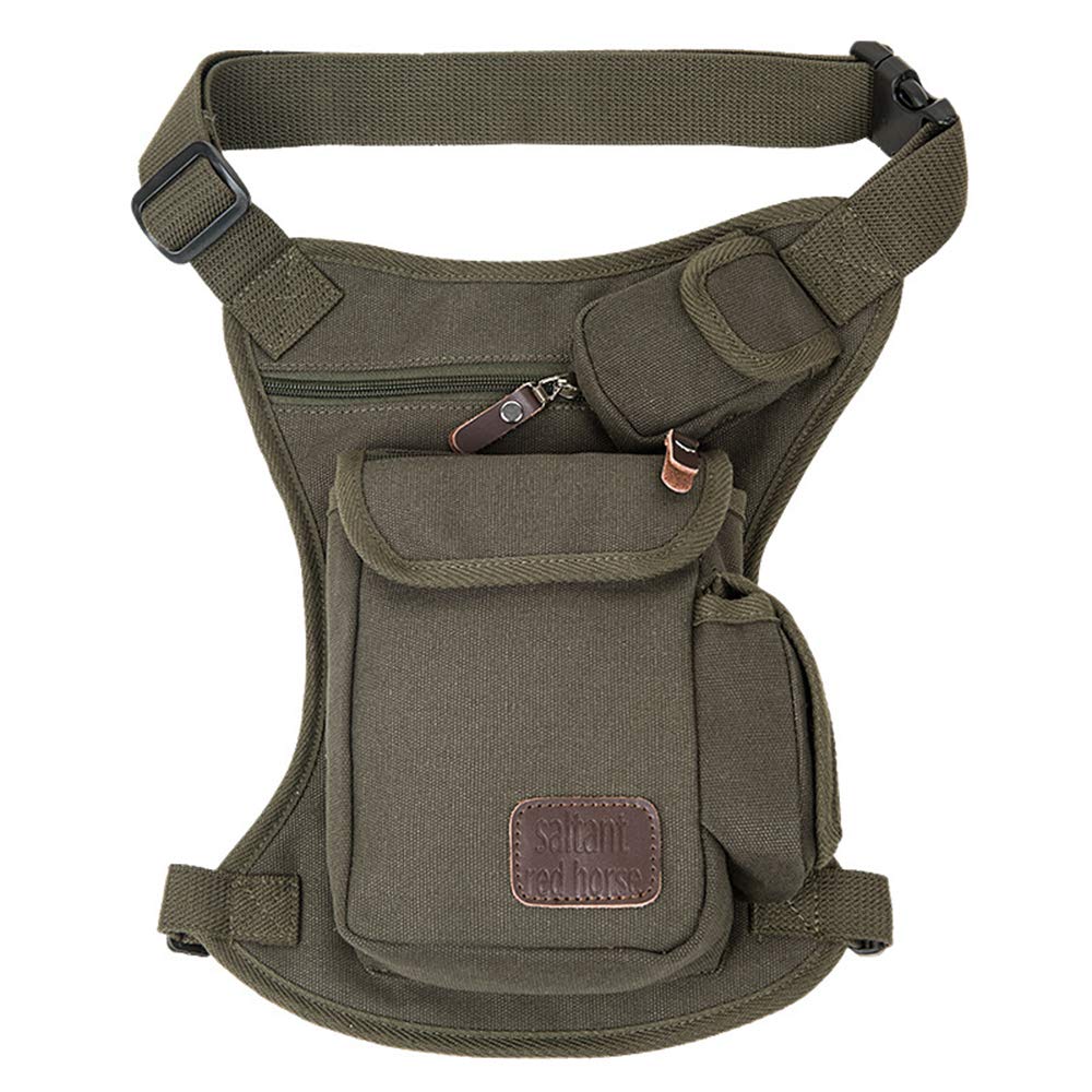 Heflashor Canvas Waist Leg Bag Multifunctional Tactical Fanny Pack Outdoor for Men