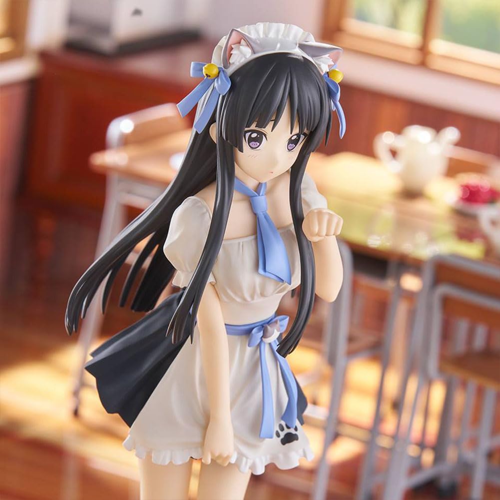 DEXSHUN Akiyama Mio Figura Anime Manga Figuras Oreja de Gato Estilo Delantal Modelo Kawaii Niña PVC Anime Estatua Decoración Adornos Regalos para Fans 22 cm