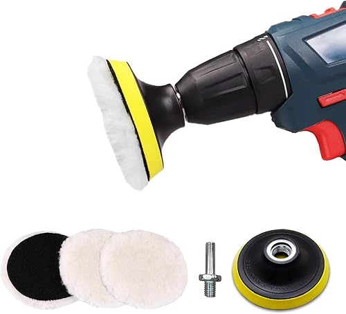Rueda de pulido de 5 piezas, almohadilla de pulido de lana, almohadilla de pulido de lana, almohadilla de pulido de taladro con gancho y bucle