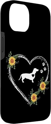 Miniatura 6 de iPhone 13 Dachshund Heartbeat con huellas de patas en estuche negro