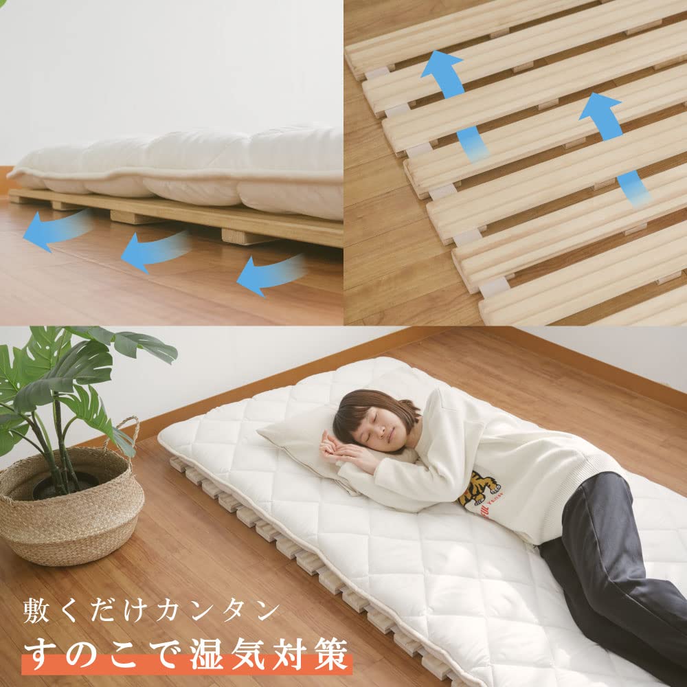 通気性抜群！　【ダブル】　桐製すのこベッド　ロール式　 折りたたみ Amazon.co.jp: 【サカモト商事 】すのこベッド ロール式 ダブル