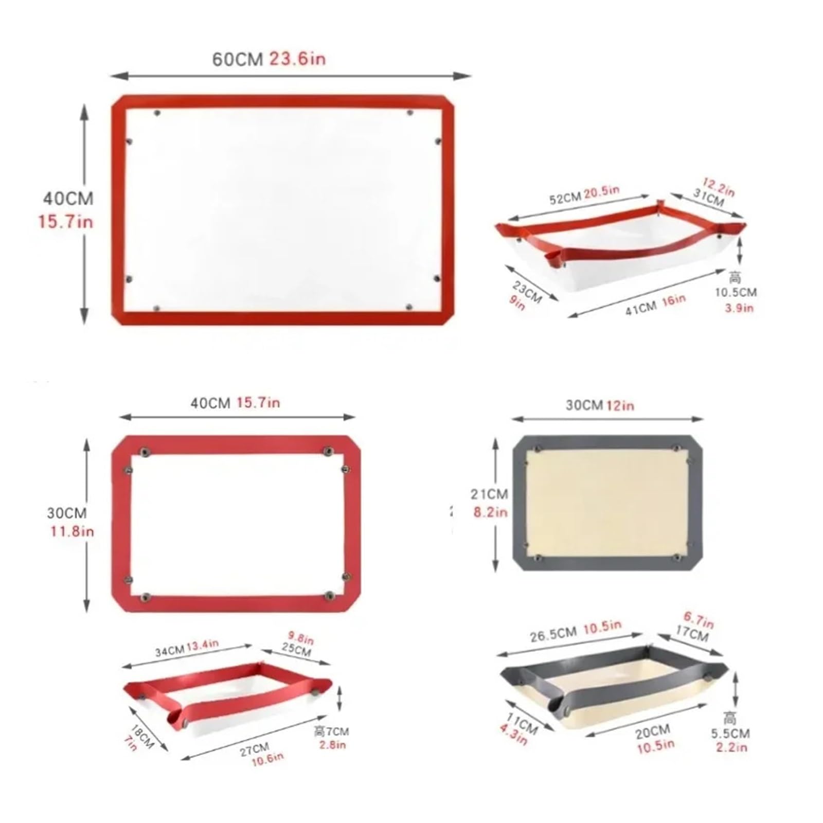Silikon-Backmatte für Macarons Auslaufsichere Silikon-Backmatte – Antihaftbeschichtung, hitzebeständig for Kekse, Brathähnchen, Grillfisch Backofen-Küchenhelfer(Red 60x40cm)