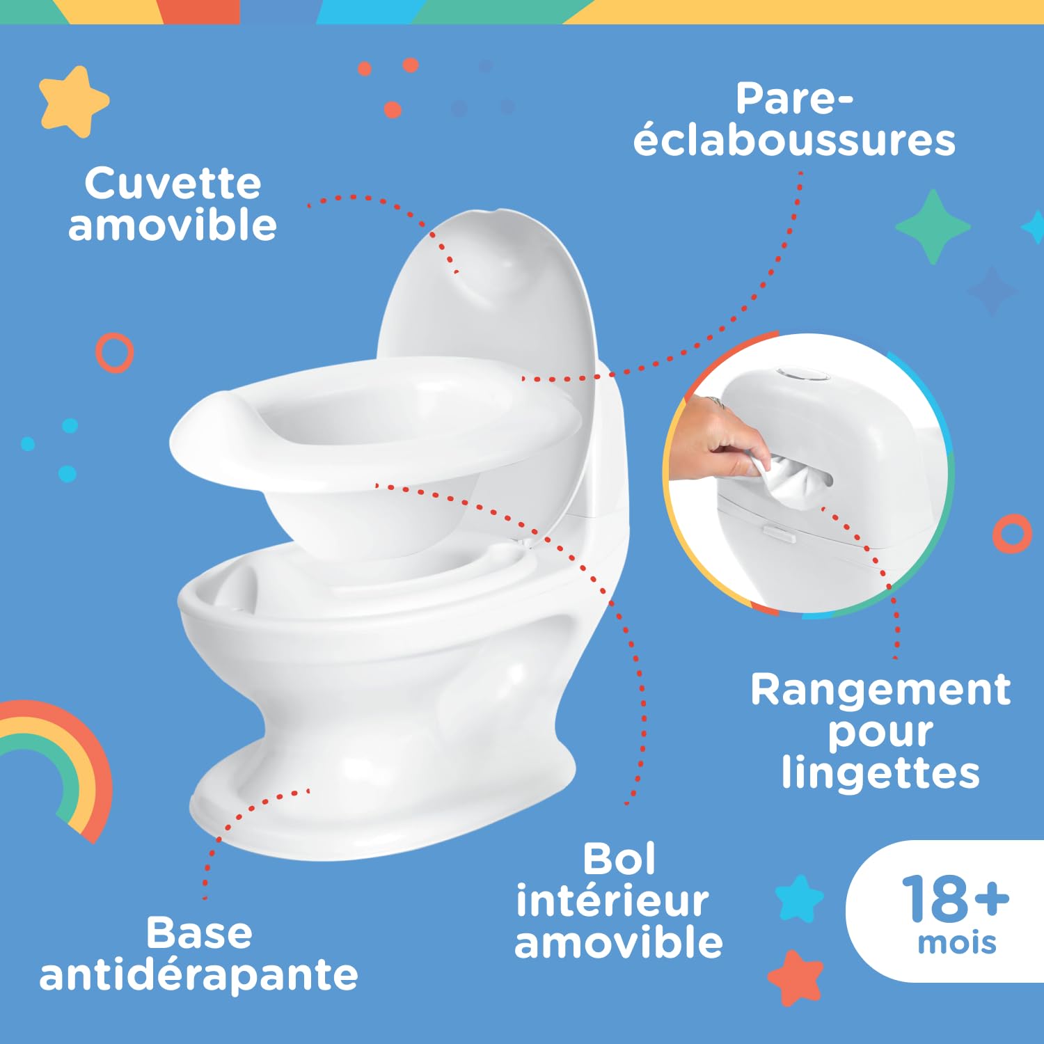 Nuby - My Real Potty - Pot bébé Pour Apprentissage de la Propreté - Pot Enfant Avec Bruit de Chasse et Piles Incluses - Toilettes Enfant +18 Mois - WC Bébé Réaliste Pour Pratiquer - Blanc
