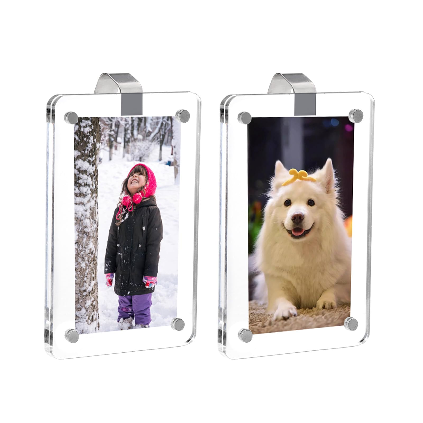 Dargoose Magnetic Visor Photo Frame 2-Pack 4in Crystal-Clear Acrylic Display with Strong Closure, Car Memorabilia Pictures Holder for Cherished Memories