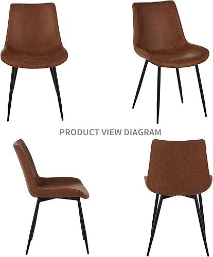 Miniatura 4 de Dining Chairs Set of 4, Upholstered Faux Leather Cushion Seat and Sturdy Metal Legs for Living Room Bedroom Outdoor Lounge,Brown