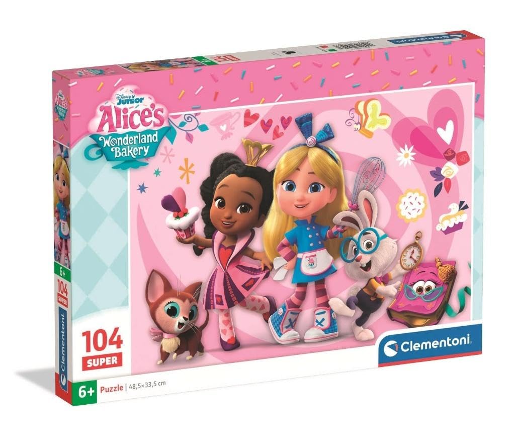 Clementoni Puzzle Disney Alice Bakery 104 Stücke für Kindern 6-8 Jahre, Cartoon, Geschenk für Kinder, Puzzle für Kinder, Made in Italy, 25046