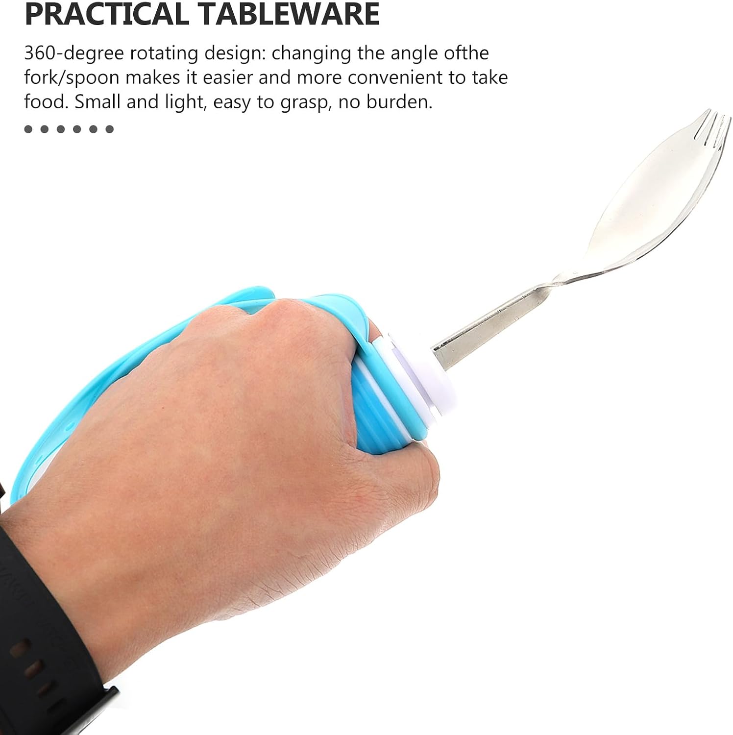 Tofficu Elderly Spoon and Fork Set Anti-Skid Disabled Tableware Easy-to-Hold Rehabilitation Aid Utensils for Seniors with Hand Tremors Portable Eating Aid