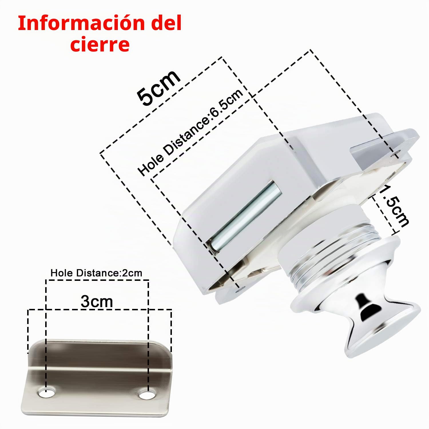 LESOLEIL Cerradura Puerta Boton - Cierre Pulsador de Armario Bloqueo Push para Autocaravana Camper Caravana Barco 5 Piezas, Plata