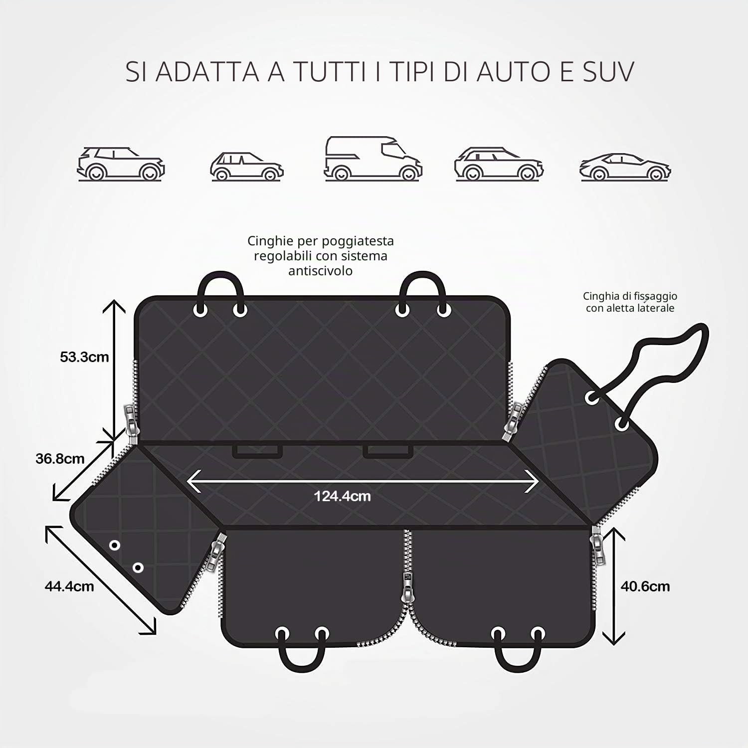 BingoPaw Coprisedili per auto per cani, protezione sedile auto per cane, protezione sedile posteriore, auto, tansport cane, impermeabile, misura universale (124 x 138 cm)