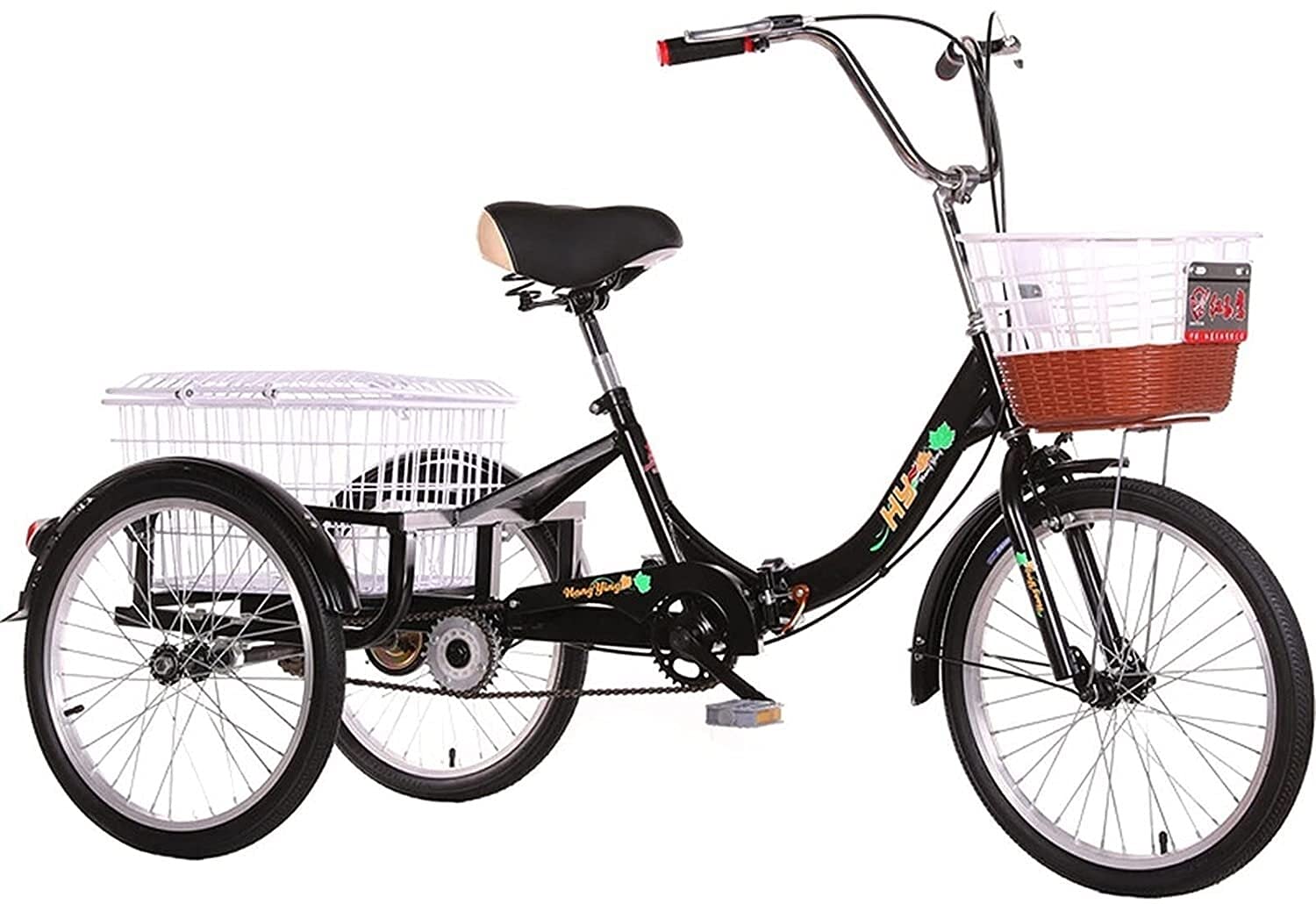 GRDDBZA Adult Tricycle - 3 Wheel Bikes for Adults Shopping Folding Adult Tricycle 20 Inch Trike 3 Wheel Bikes with Large Basket Low-Step Through Frame Adjust Saddle for Men, Women