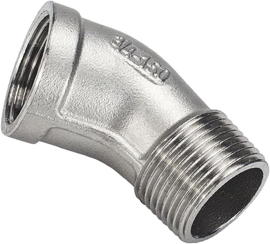 Stainless Steel Cast Pipe Fittings,45 Degree Elbow, 1/4" 3/8" 1/2" 3/4" 1" 1-1/4" 1-1/2" 2" Female to Male Elbow Connector Coupler 304 Stainless Pipe Fitting,(1 Inch)