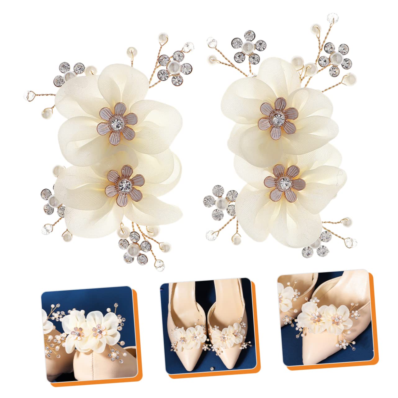 SOIMISS 6pezzi Clip Per Scarpe Da Sposa Con Fiori e Strass Decorazioni Eleganti Per Cerimonie Nuziali Accessori Rimovibili Per Scarpe Raso Sandali e Décolleté