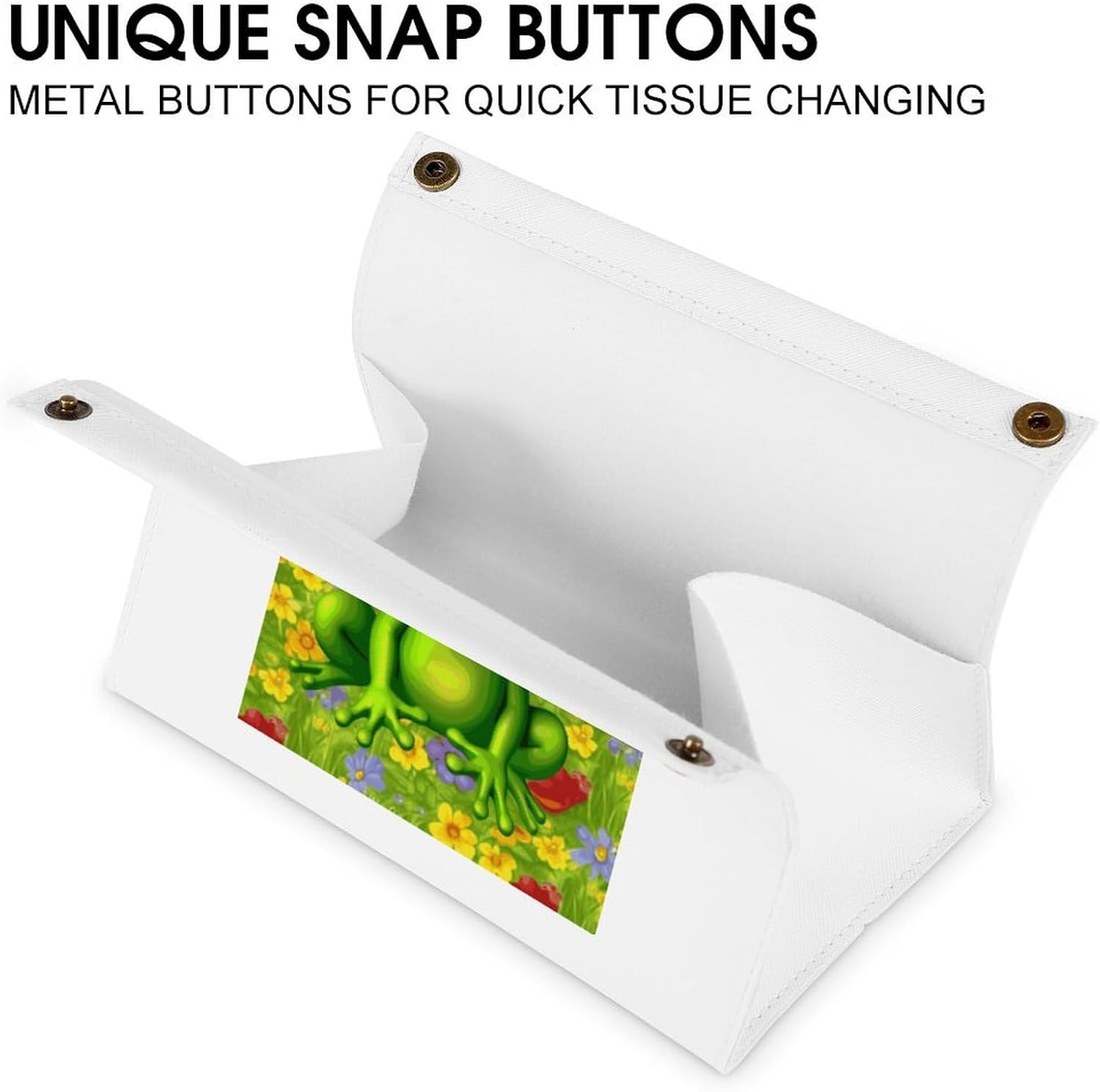 Decorative PU Tissue Paper Holder Frog Printed Tissue Box Cover Napkin Tissues Organizer Home Decor for Bathroom Night Stands Desk Car Dining Table image 3