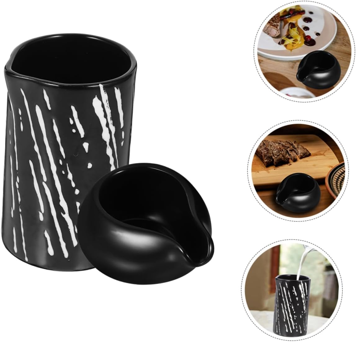 Luxshiny 2pcs Ceramic Milk Pitcher Frothing Pitcher Milk Jugs Small Creamer Container Lid
