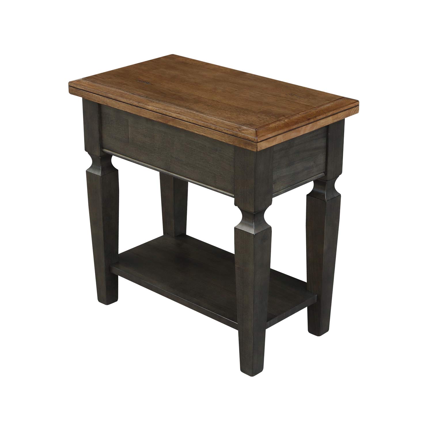 IC INTERNATIONAL CONCEPTSSolid Wood Vista Side Table, Ocean Blue Antique Rubbed, Hickory/Washed Coal