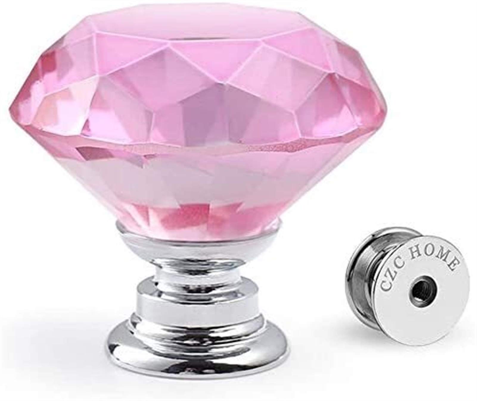 Boutons de tiroir en verre rose 30mm XMING avec vis pour meuble