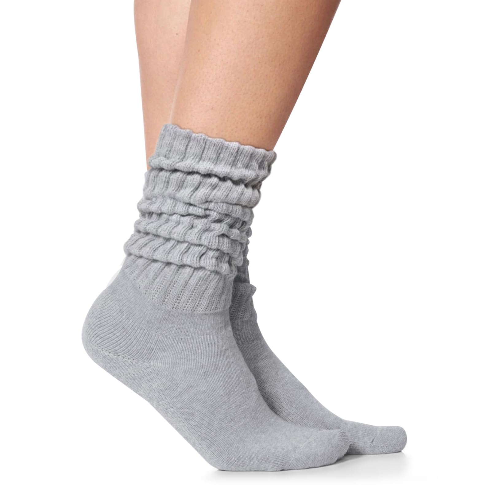 Crew Socks For Women Multipairs Cotton Cushioned Athletic Mid Calf Rib Tube 80s Retro Slouchy Socks