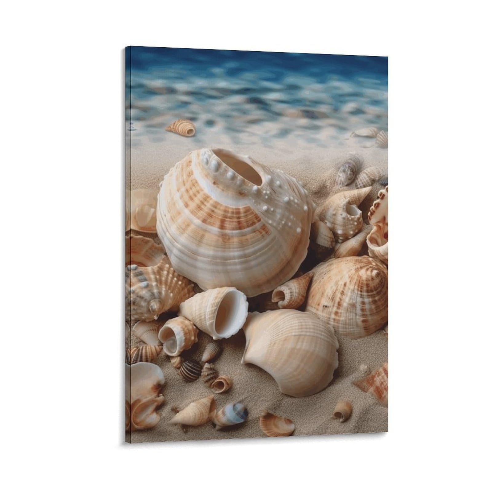 Canvas Wall Art for Living Room 16"x24" Modern Artwork Painting Pictures Hanging Canvas Prints Seashells by The Seashore Aesthetic Wall Art for Bedroom Bathroom Office Wall Art Print Decor Seashells