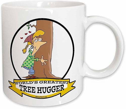 3dRose Funny Worlds Greatest Tree Hugger Cartoon - Tazas (mug_103621_1)