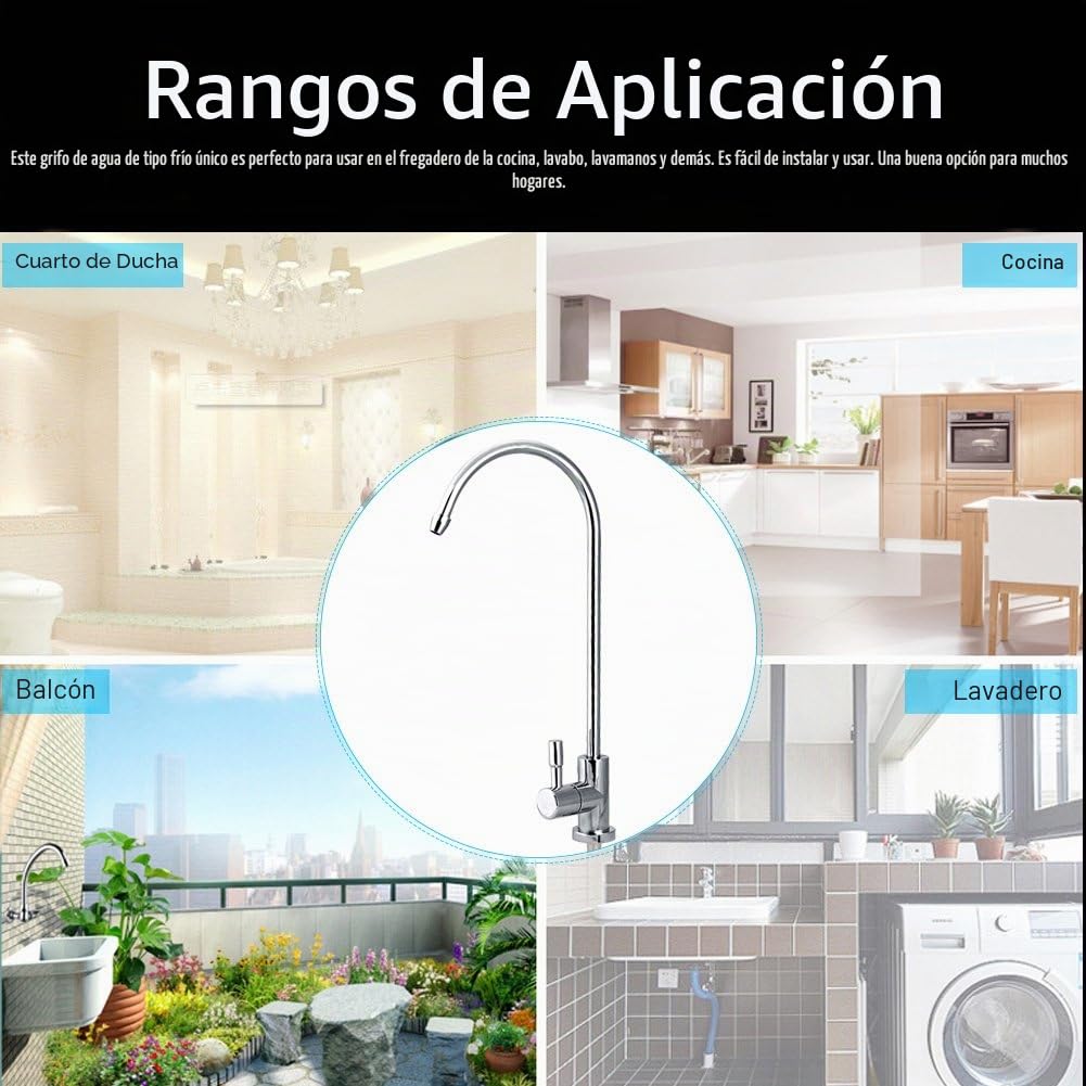 Zerodis Grifo ósmosis inversa de Fregadero 1/4'',para Systems Osmosis Inversa Filtración del Agua