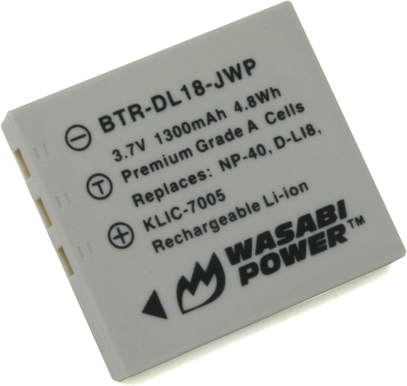 Wasabi Power Battery for Pentax D-LI8, D-LI85, D-L18 and Pentax Optio A10, A20, A30, A36, A40, E65, L20, S, S4, S4i, S5i, S5n, S5z, S6, S7, SV, SVi, T10, T20, W10, W20, WP, WPi, X