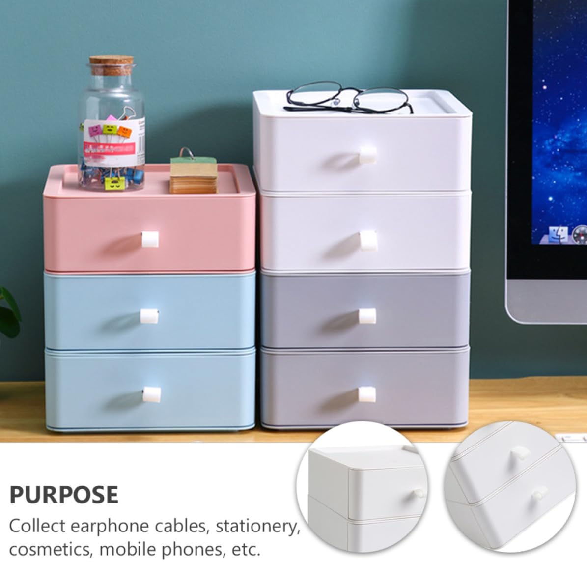 MAGICLULU Cassettiera da Scrivania in Plastica Bianca a Tre Cassetti