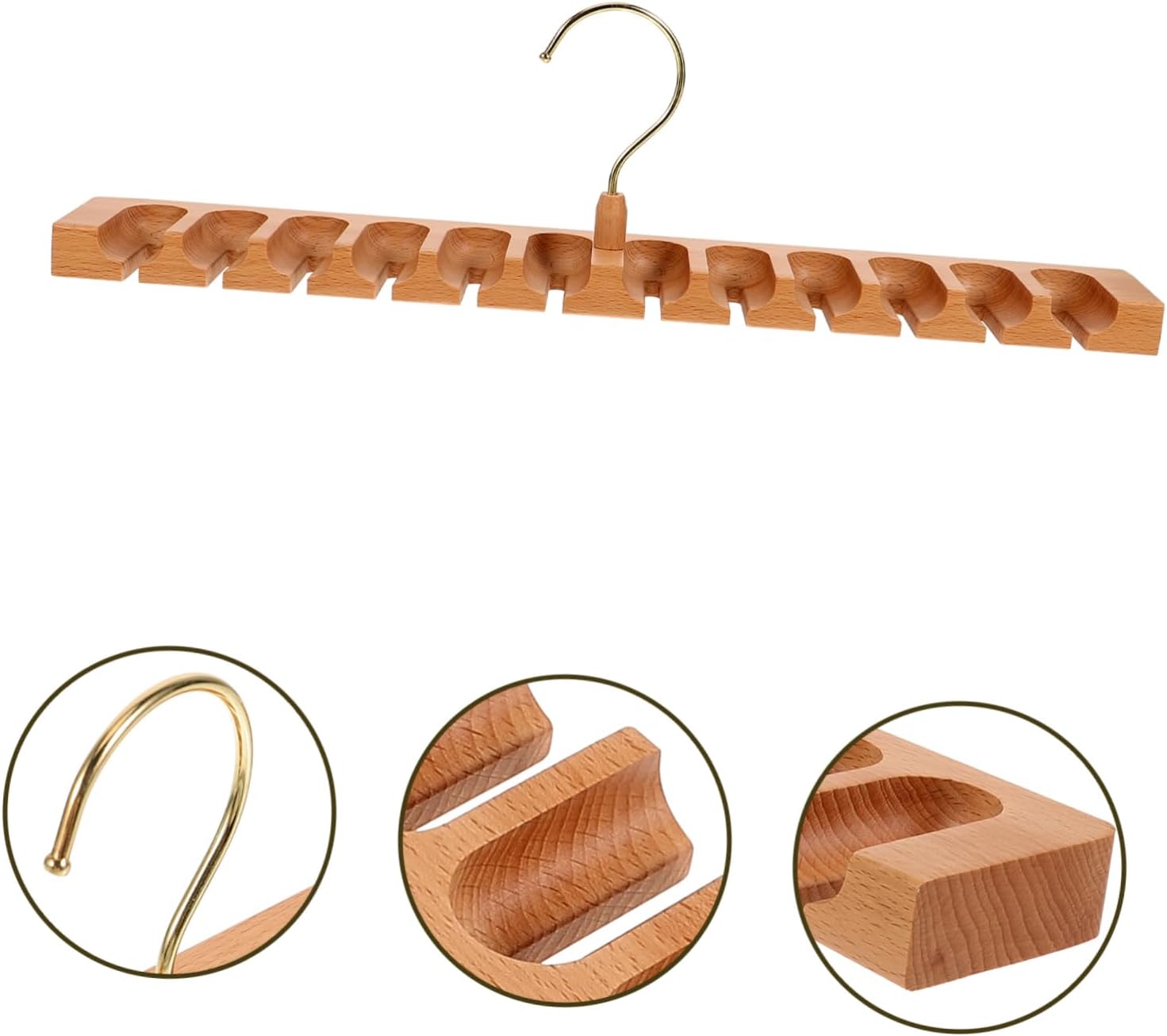 Elegant Wooden Belt Hanger Wall-Mounted Belt Storage Rack for Men Closet