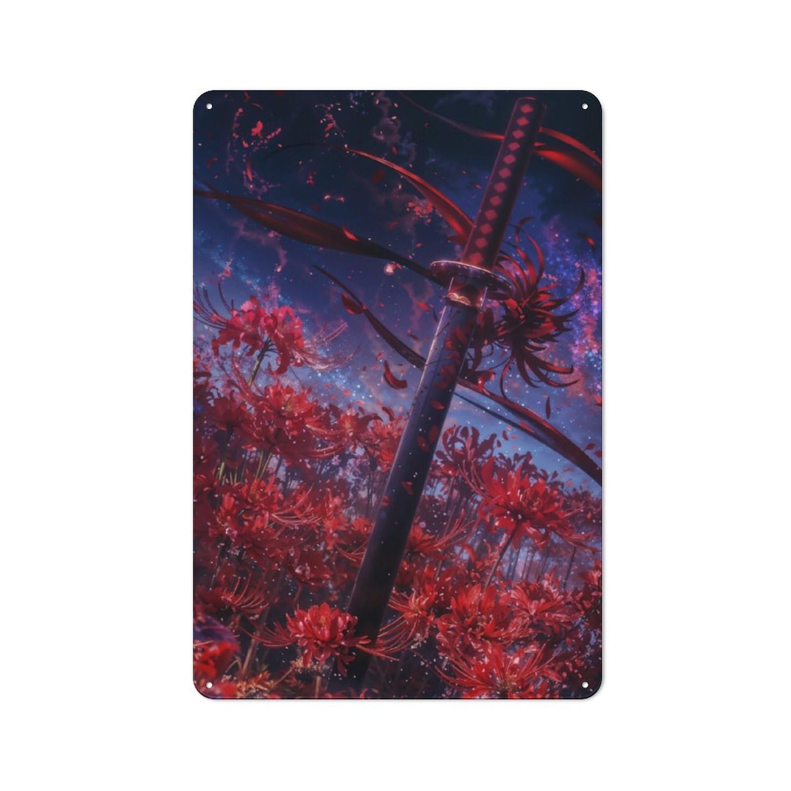 The Crimson Blade Metal Wall Sign 30x20cm, Rustic Decor for Hallway Wall, for Metal Sign Collectors, for Garage And Workshop Walls