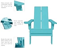 Vista 5 de Silla plegable Adirondack – Plástico HIPS para todo tipo de clima con soporte para tazas – Silla de salón de exterior resistente, ergonómica