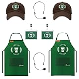Couples Halloween Costumes for Adults, Simple Barista Costume with Green Apron and Cap, Duo Costumes for Best Friends Coffee Maker Outfit
