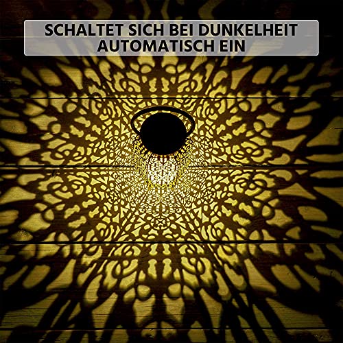 Gadgy Orientalische Laterne | 2 Stück | Solar Gartendeko für Außen | Led Solarlampe | Schwarz & Gold Metall… – Bild 4