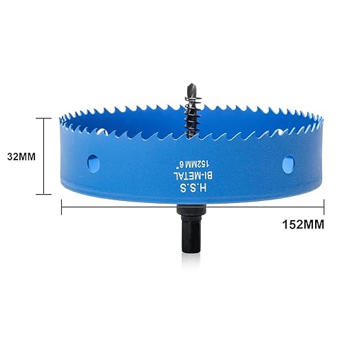 Miniatura 2 de Sierra de agujero bimetálica de 6 pulgadas para madera, cortador de agujeros de 5.906 in para luces empotradas, broca de sierra de agujero de