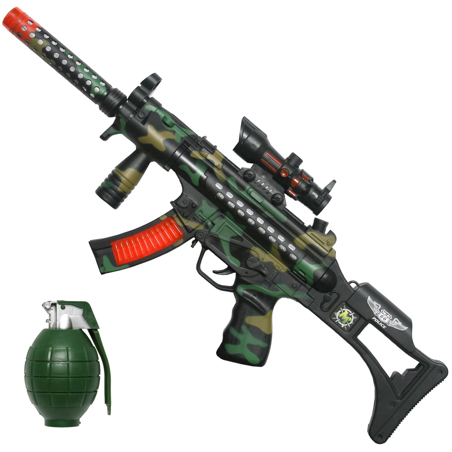 Arcady Combat Mission Toy Plus 1 Grenade Toy, Flashing & Sounds, 20 Inches Long, Batteries Included, New