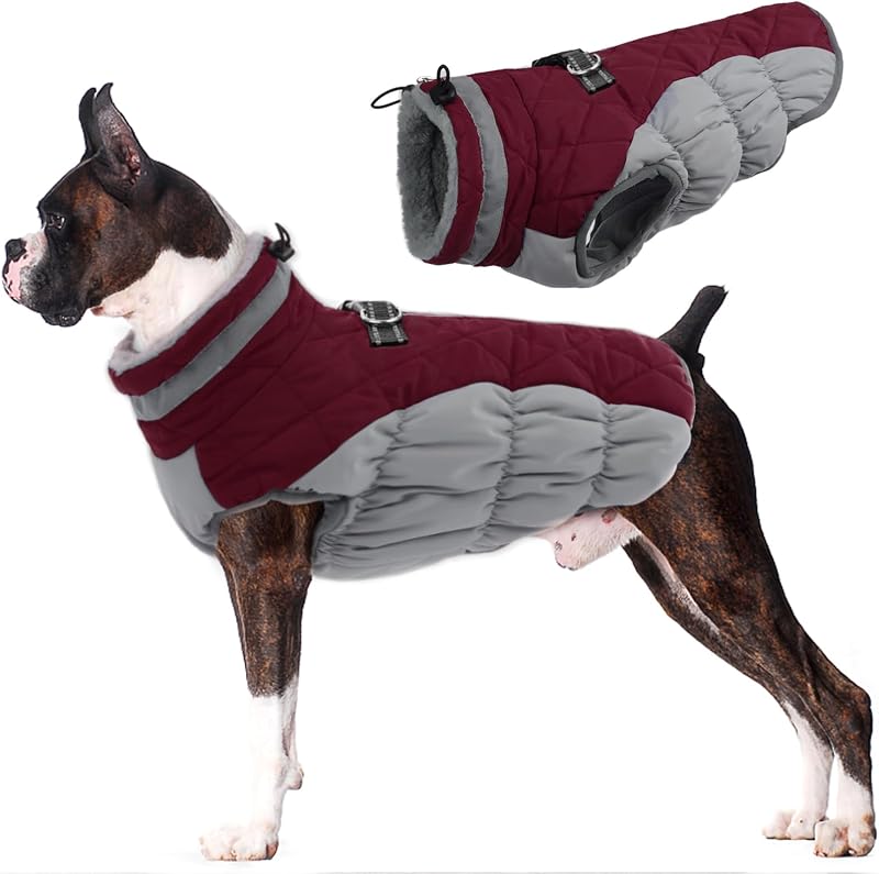 Casaco de Inverno para Cães LeLePet Impermeável com Arnês Integrado e Faixa Refletiva