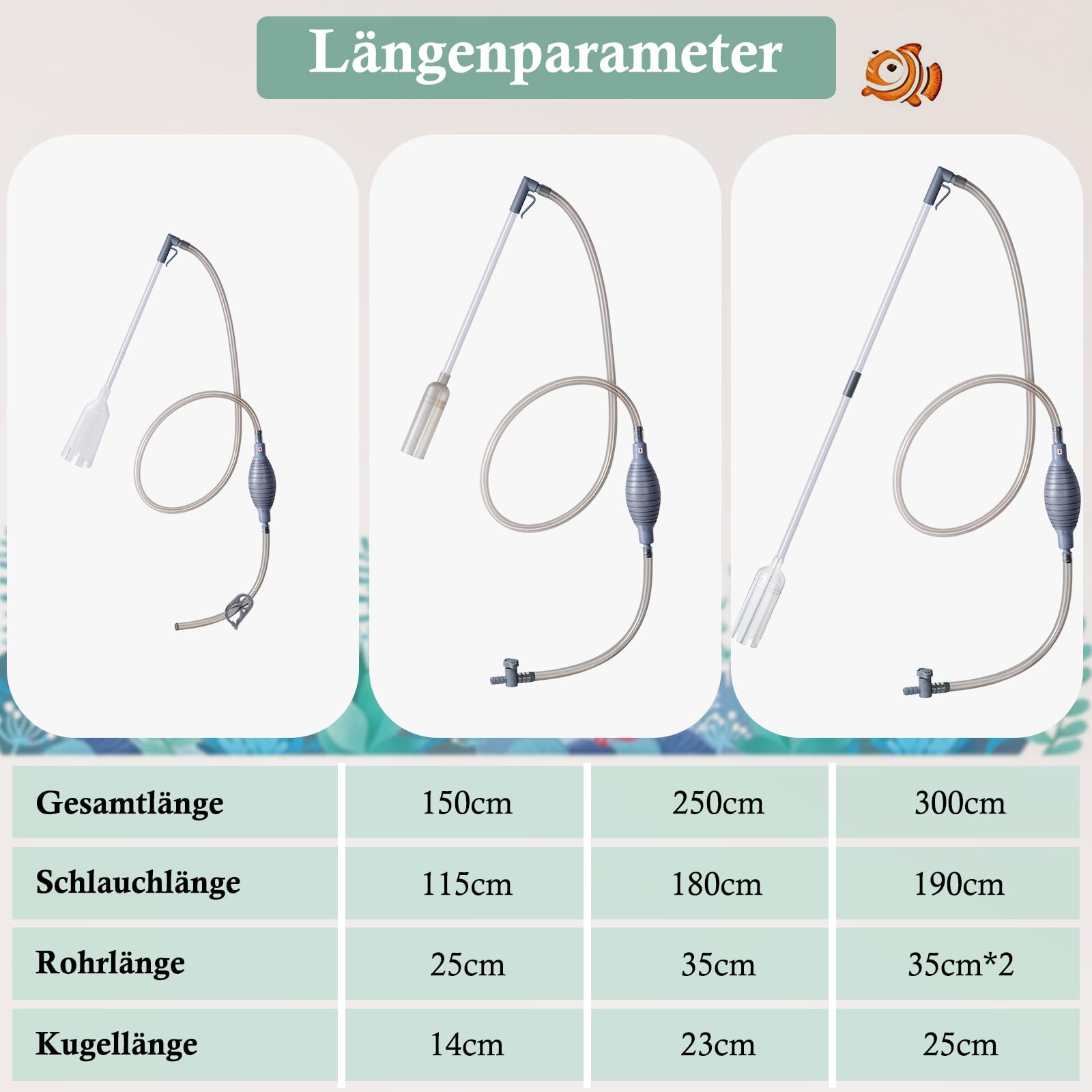 FEDOUR 3-in-1 Aquarium Reiniger mit Vakuumfunktion, Verstellbarer Mulmsauger für Aquarium, Aquarium Kiesreiniger -Wasserwechsler und Sandwasch-Set mit Hand-Siphon-Schlauch und Verlängerungsrohr