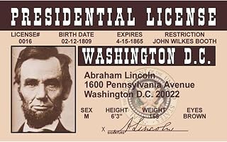 Signs 4 Fun Parody Driver’s License | Abe Lincoln ID | Fake ID Novelty Card | Collectible Trading Card Driver’s License | Novelty Gift for Holidays | Made in The USA