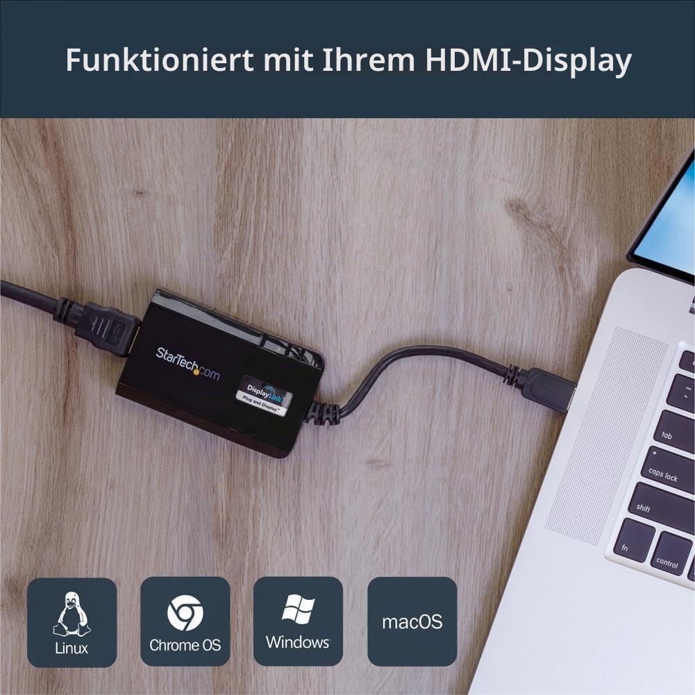 StarTech USB 3.0 auf HDMI Adapter - DisplayLink zertifiziert - 1080p (1920x1200) - USB-A auf HDMI Display Adapter Konverter für Monitor - Externe Monitor Grafikkarte - Windows / Mac